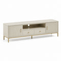 Mobile TV beige in MDF rettangolare con ante scanalate e gambe in acciaio 180 x 40 x 55 cm