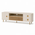 Mobile TV basso beige in MDF rettangolare con angoli arrotondati 180 x 40 x 60 cm