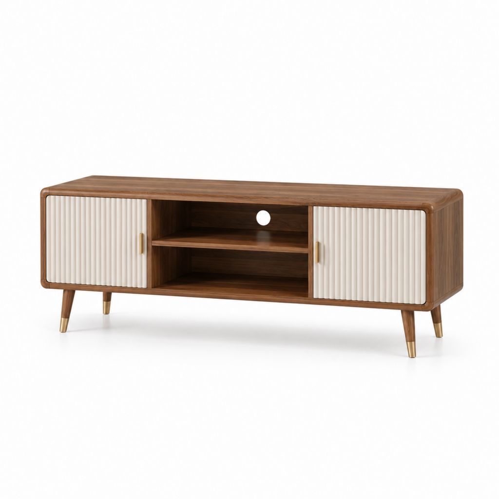 Mobile TV con ante scorrevoli bianco noce in MDF 160 x 40 x 55 cm
