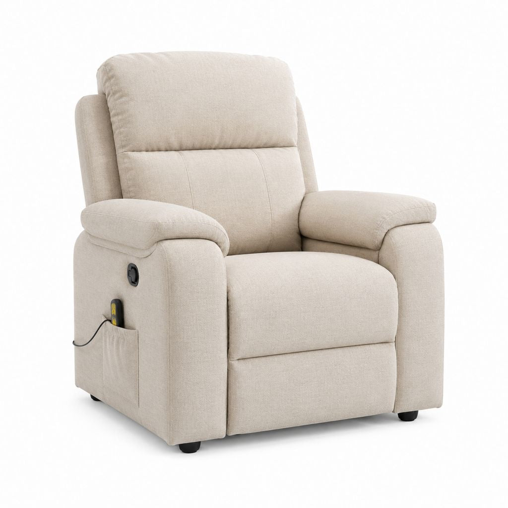 Poltrona reclinabile elettrica beige in poliestere imbottita 90 x 92 x 103 cm