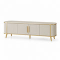 Mobile TV 4 ante avorio in MDF rettangolare con dettagli dorati 180 x 40 x 55 cm