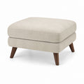 Poggiapiedi imbottito beige in poliestere con gambe in legno massello 80 x 60 x 43 cm