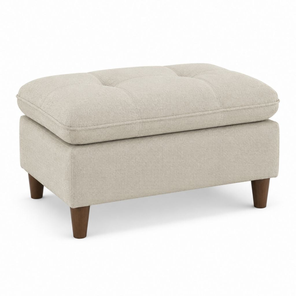 Poggiapiedi imbottito beige in poliestere rettangolare 75 x 55 x 45 cm