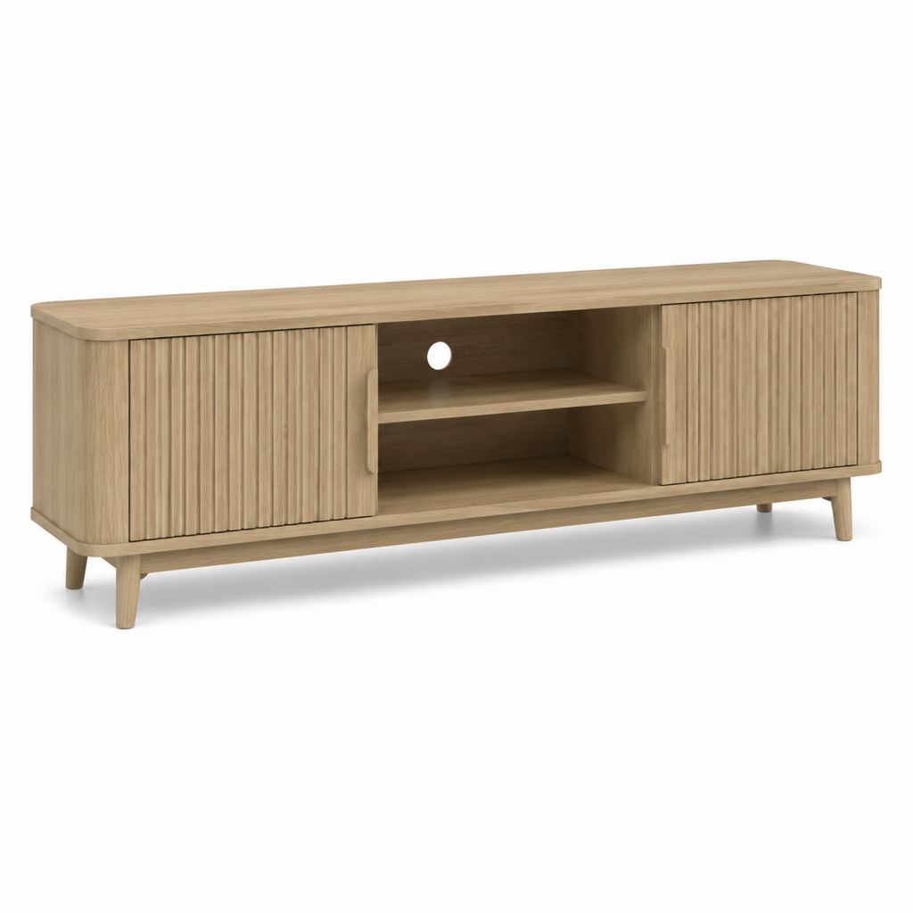 Mobile TV basso in MDF rovere chiaro rettangolare 160 x 40 x 55 cm