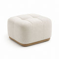 Pouf poggiapiedi quadrato avorio in poliestere bouclé con base effetto rovere 80 x 80 x 42 cm