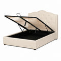 Letto contenitore matrimoniale beige in similpelle PU con testiera capitonné 160 x 200 cm