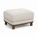 Pouf poggiapiedi rettangolare beige in poliestere e legno massello 80 x 60 x 45 cm