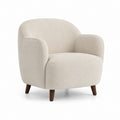 Poltrona da soggiorno beige in tessuto bouclé di poliestere con gambe in legno massello 78 x 78 x 78 cm