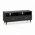 Mobile porta TV nero in MDF rettangolare con 2 cassetti e passacavi 120 x 40 x 60 cm