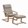 Poltrona relax con poggiapiedi grigio in poliestere e legno curvato 68 x 85 x 98 cm