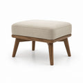 Poggiapiedi imbottito beige con struttura in legno massello di noce 60 x 45 x 43 cm